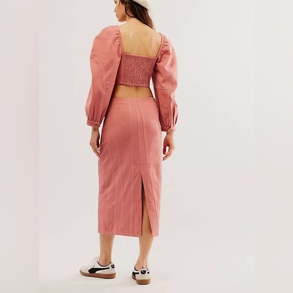 Free People Marley Denim 2 Piece Set in Rose Smoke - Picture 2 of 11